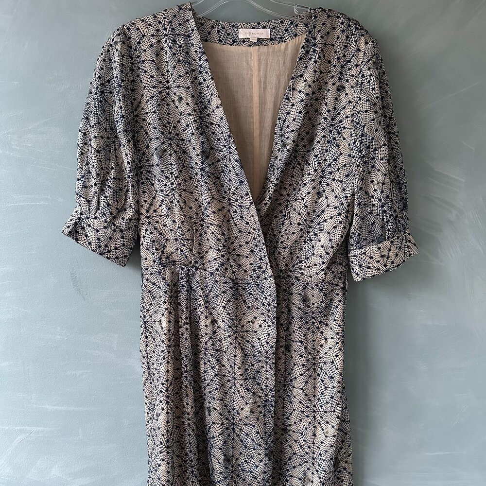 Hoss Intropia Embroidered Wrap Dress with Puff Sleeves